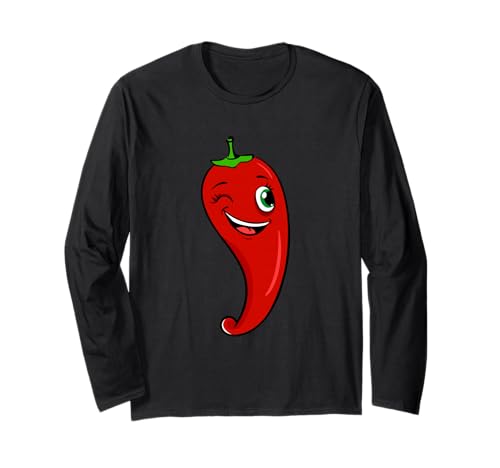 Chili-Shirt für Kinder für Jungen oder Mädchen | niedliches Chili-Geschenk Langarmshirt von Cute Chilli Pepper Gift T-Shirt For Men And Women