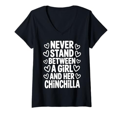 Damen EIN Mädchen und ihre Chinchilla T-Shirt mit V-Ausschnitt Damen EIN Mädchen und ihre Chinchilla T-Shirt mit V-Ausschnitt von Cute Chinchilla Cute Chinchilla Design