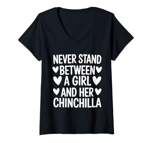 Damen EIN Mädchen und ihre Chinchilla T-Shirt mit V-Ausschnitt von Cute Chinchilla Cute Chinchilla Designs