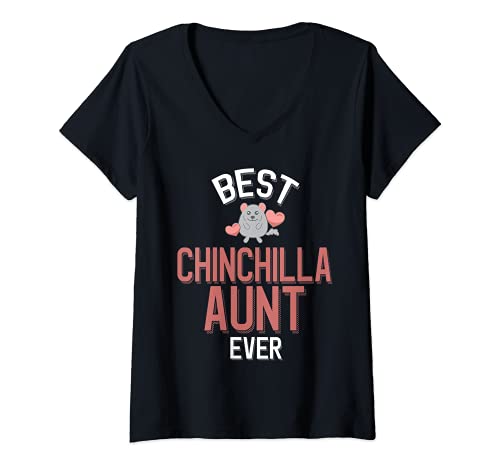 Damen Best Chinchilla Aunt Ever T-Shirt mit V-Ausschnitt von Cute Chinchilla Family Apparel