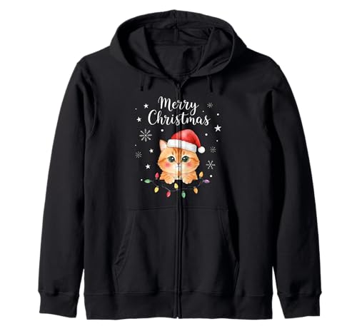 Frohe Weihnachten Lichter Rot Weihnachtsmannmütze Xmas Familie Männer Frauen Kapuzenjacke von Cute Christmas Shirts Kids Women Men