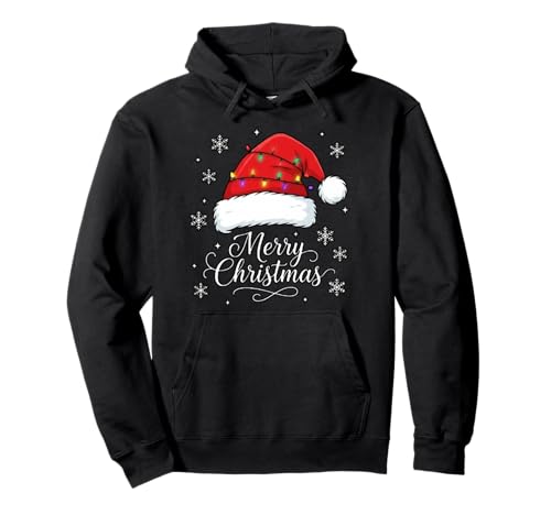 Frohe Weihnachten Lichter Rot Weihnachtsmannmütze Xmas Familie Männer Frauen Pullover Hoodie von Cute Christmas Shirts Kids Women Men