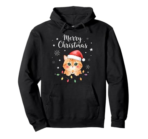 Frohe Weihnachten Lichter Rot Weihnachtsmannmütze Xmas Familie Männer Frauen Pullover Hoodie von Cute Christmas Shirts Kids Women Men