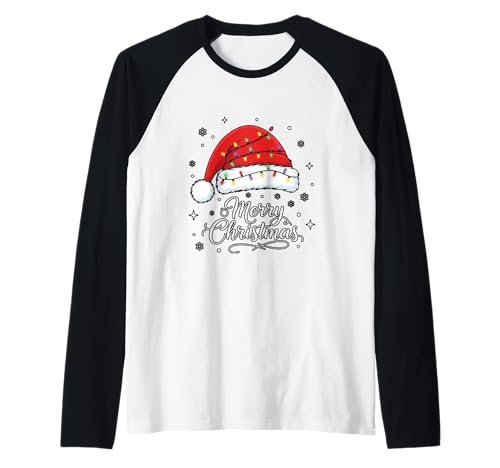 Frohe Weihnachten Lichter Rot Weihnachtsmannmütze Xmas Familie Männer Frauen Raglan Frohe Weihnachten Lichter Rot Weihnachtsmannmütze Xmas Familie Männer Frauen Raglan von Cute Christmas Shirts Kids Women Men