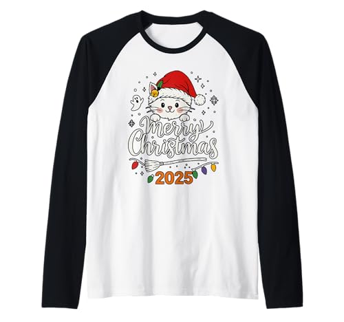 Frohe Weihnachten Lichter Rot Weihnachtsmannmütze Xmas Familie Männer Frauen Raglan von Cute Christmas Shirts Kids Women Men