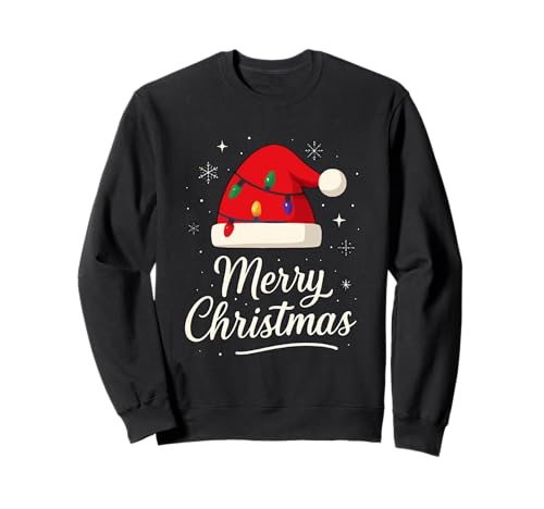 Frohe Weihnachten Lichter Rot Weihnachtsmannmütze Xmas Familie Männer Frauen Sweatshirt Frohe Weihnachten Lichter Rot Weihnachtsmannmütze Xmas Familie Männer Frauen Sweatshirt von Cute Christmas Shirts Kids Women Men