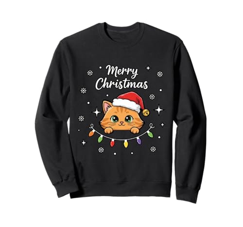 Frohe Weihnachten Lichter Rot Weihnachtsmannmütze Xmas Familie Männer Frauen Sweatshirt von Cute Christmas Shirts Kids Women Men