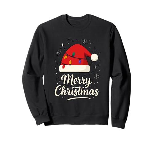 Frohe Weihnachten Lichter Rot Weihnachtsmannmütze Xmas Familie Männer Frauen Sweatshirt Frohe Weihnachten Lichter Rot Weihnachtsmannmütze Xmas Familie Männer Frauen Sweatshirt von Cute Christmas Shirts Kids Women Men