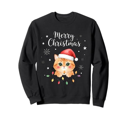 Frohe Weihnachten Lichter Rot Weihnachtsmannmütze Xmas Familie Männer Frauen Sweatshirt von Cute Christmas Shirts Kids Women Men