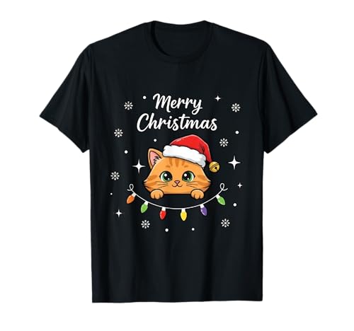 Frohe Weihnachten Lichter Rot Weihnachtsmannmütze Xmas Familie Männer Frauen T-Shirt Frohe Weihnachten Lichter Rot Weihnachtsmannmütze Xmas Familie Männer Frauen T-Shirt von Cute Christmas Shirts Kids Women Men