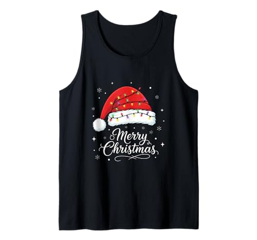 Frohe Weihnachten Lichter Rot Weihnachtsmannmütze Xmas Familie Männer Frauen Tank Top Frohe Weihnachten Lichter Rot Weihnachtsmannmütze Xmas Familie Männer Frauen Tank Top von Cute Christmas Shirts Kids Women Men