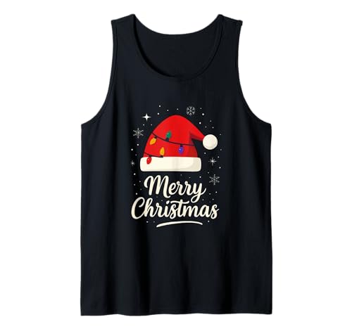 Frohe Weihnachten Lichter Rot Weihnachtsmannmütze Xmas Familie Männer Frauen Tank Top Frohe Weihnachten Lichter Rot Weihnachtsmannmütze Xmas Familie Männer Frauen Tank Top von Cute Christmas Shirts Kids Women Men