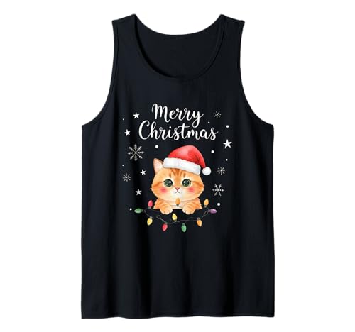 Frohe Weihnachten Lichter Rot Weihnachtsmannmütze Xmas Familie Männer Frauen Tank Top Frohe Weihnachten Lichter Rot Weihnachtsmannmütze Xmas Familie Männer Frauen Tank Top von Cute Christmas Shirts Kids Women Men