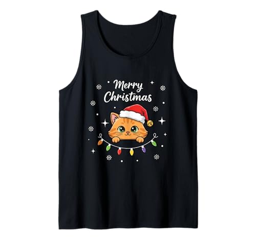 Frohe Weihnachten Lichter Rot Weihnachtsmannmütze Xmas Familie Männer Frauen Tank Top von Cute Christmas Shirts Kids Women Men