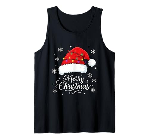 Frohe Weihnachten Lichter Rot Weihnachtsmannmütze Xmas Familie Männer Frauen Tank Top Frohe Weihnachten Lichter Rot Weihnachtsmannmütze Xmas Familie Männer Frauen Tank Top von Cute Christmas Shirts Kids Women Men