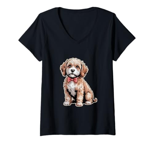 Damen Fluffy Cockapoo Graphic Cockapoo Lovers Ich Liebe Cockapoo T-Shirt mit V-Ausschnitt von Cute Cockapoo Dog Breed Pet Love Cockapoo Shirt