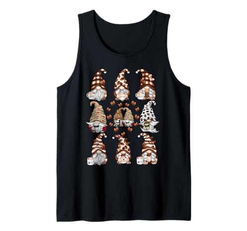 Novelty Coffee Graphic for Women and Men Funny GNOME Tank Top von Cute Coffee Lover Gifts With Gnomes By MiGiLaMo