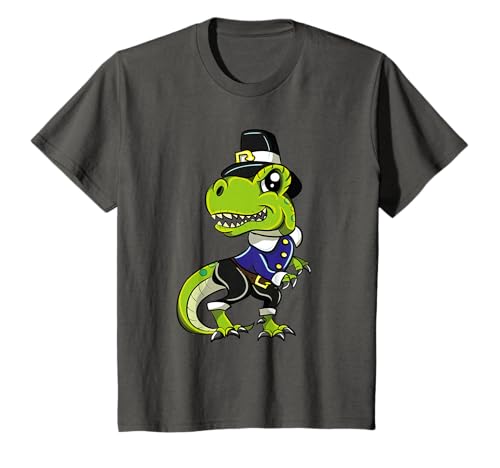 Lustiger T-Rex Kolonial Pilger Dinosaurier Thanksgiving für Kinder T-Shirt von Cute Colonial T Rex Dinosaur Pilgrim Thanksgiving