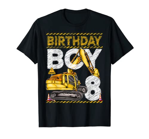 Birthday Boy 8 Construction 8th Birthday Bagger Birthday T-Shirt von Cute Construction Vehicle Birthday Boy Shirts