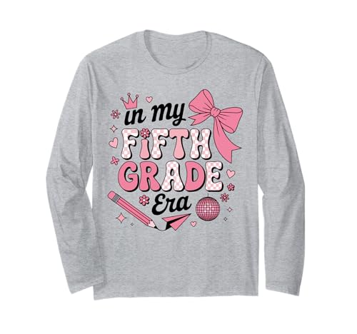 In meiner fünften Klasse verbeugen Sich die Mädchen Wieder zur Schule Langarmshirt von Cute Coquette Bow Fifth Grade Back to School Gifts