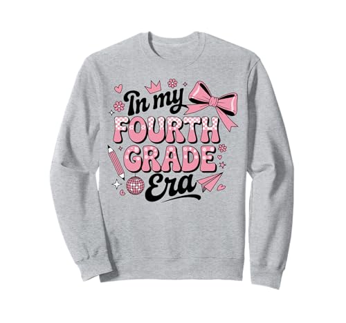 In meiner vierten Klasse verbeugen Sich die Mädchen Wieder zur Schule Sweatshirt von Cute Coquette Bow Fourth Grade Back to School