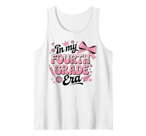 In meiner vierten Klasse verbeugen Sich die Mädchen Wieder zur Schule Tank Top In meiner vierten Klasse verbeugen Sich die Mädchen Wieder zur Schule Tank Top von Cute Coquette Bow Fourth Grade Back to School