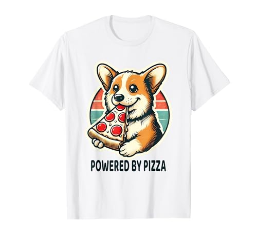 Powered By Pizza Corgi Shirt Hund Lustiges Corgi Shirt Kinder Herren T-Shirt von Cute Corgi Apparel – Funny Dog Lovers Graphic Tee