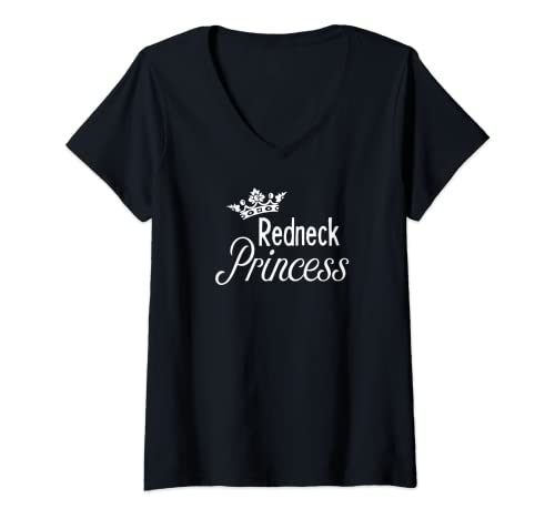 Damen Redneck Princess – süßes T-Shirt für stolze Landhausfrauen T-Shirt mit V-Ausschnitt von Cute Country Shirts