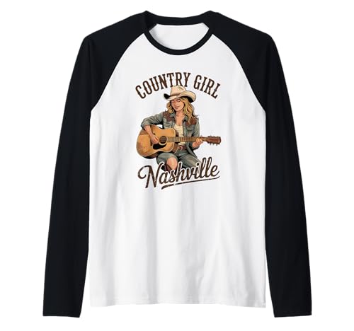 Country Music Female Guitarist Western Nashville Frauen Mädchen Raglan von Cute Country Western Music Designs