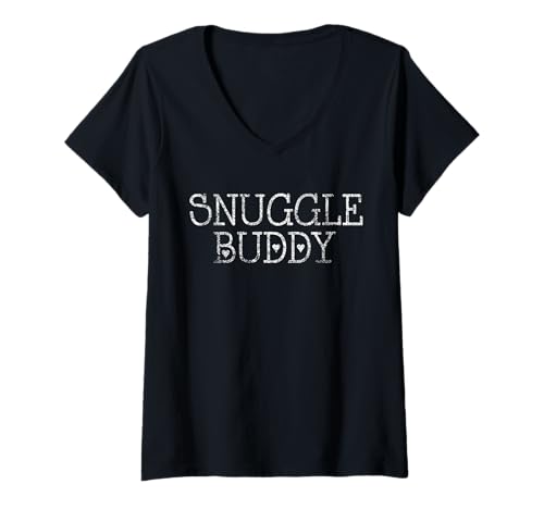 Damen Vintage Snuggle Buddy T-Shirt – süßes Pärchen-Shirt, Geschenk T-Shirt mit V-Ausschnitt von Cute Couple Shirts by AY