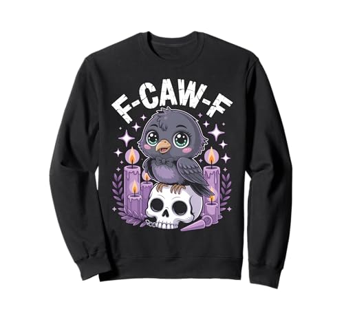 Kawaii F-CAW-F Pastell Goth Cute Creepy Crow Men Women Sweatshirt von Cute Crow Skull Candles Gothic Vibes Merchandise
