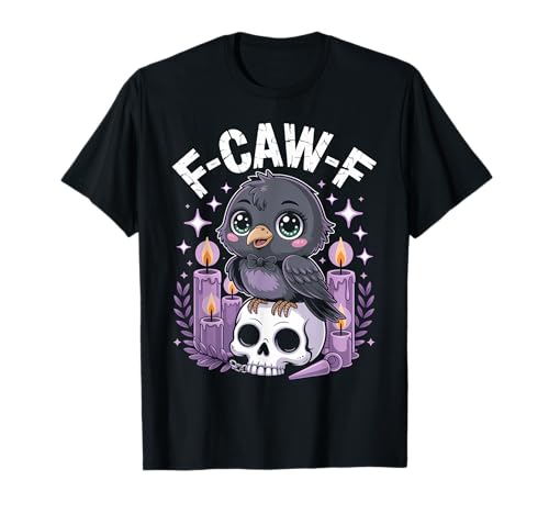 Kawaii F-CAW-F Pastell Goth Cute Creepy Crow Men Women T-Shirt von Cute Crow Skull Candles Gothic Vibes Merchandise