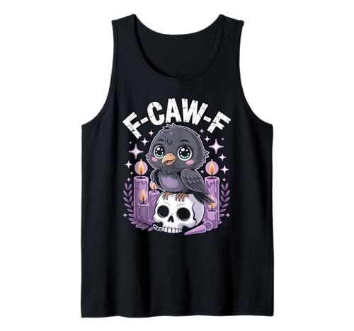 Kawaii F-CAW-F Pastell Goth Cute Creepy Crow Men Women Tank Top von Cute Crow Skull Candles Gothic Vibes Merchandise
