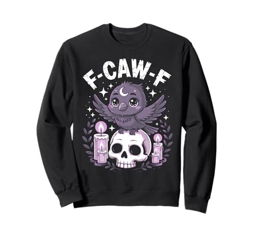 Kawaii Krähe auf Totenkopf Kerzen Funny F-CAW-F Goth Anime Design Sweatshirt Kawaii Krähe auf Totenkopf Kerzen Funny F-CAW-F Goth Anime Design Sweatshirt von Cute Crow Skull and Candle Vibes for Horror Fun