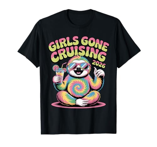 Faultier Hippie Girls Gone Cruising 2026 Cruise Vacation Trip T-Shirt von Cute Cruise Trip Matching Outfit Tees Men Women
