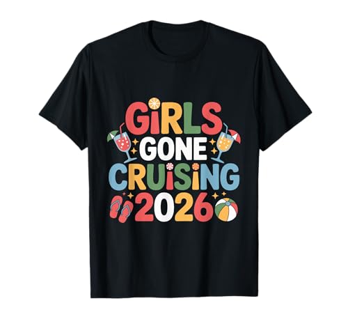 Girls Gone Cruising 2026 Farbenfrohe Kreuzfahrturlaubsreise T-Shirt Girls Gone Cruising 2026 Farbenfrohe Kreuzfahrturlaubsreise T-Shirt von Cute Cruise Trip Matching Outfit Tees
