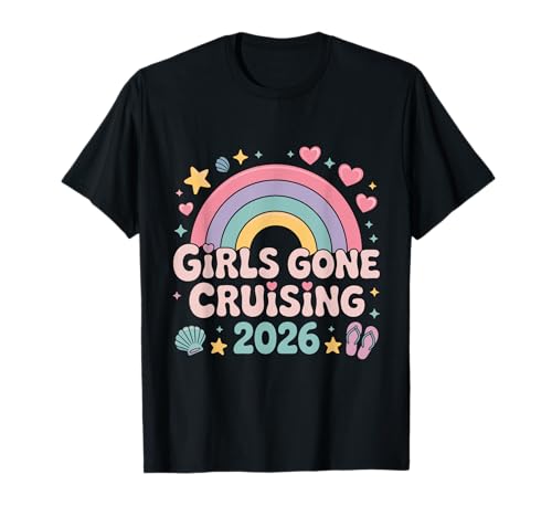 Girls Gone Cruising 2026 Regenbogen-Retro-Kreuzfahrt — Urlaubsreise T-Shirt Girls Gone Cruising 2026 Regenbogen-Retro-Kreuzfahrt — Urlaubsreise T-Shirt von Cute Cruise Trip Matching Outfit Vintage Men Women