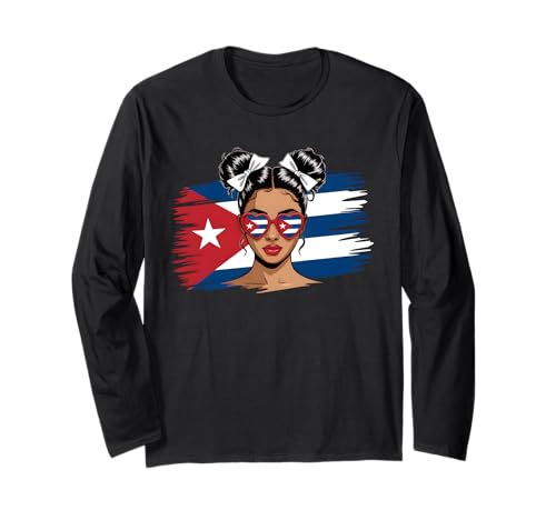 Cubanita Kubanisches Mädchen, Monat des hispanischen Erbes, kubanische Flagge, Damen Langarmshirt Cubanita Kubanisches Mädchen, Monat des hispanischen Erbes, kubanische Flagge, Damen Langarmshirt von Cute Cuban Women Apparel With Cuba Flag For Girls