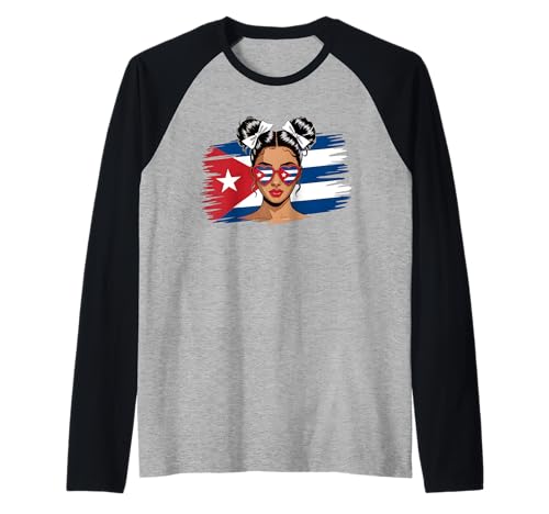 Cubanita Kubanisches Mädchen, Monat des hispanischen Erbes, kubanische Flagge, Damen Raglan von Cute Cuban Women Apparel With Cuba Flag For Girls