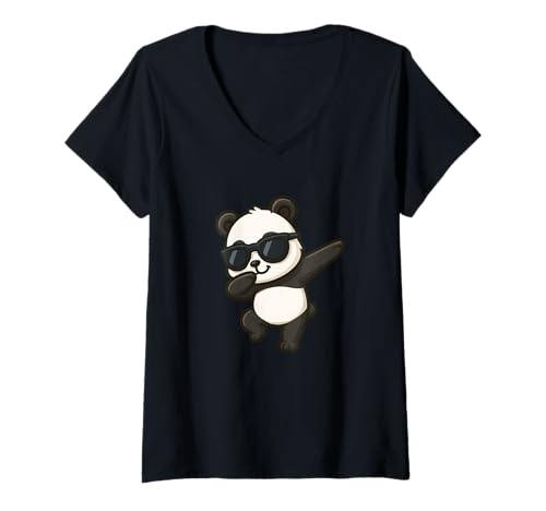 Damen Niedliches Dabbing Panda Cartoon Lustiges Tier T-Shirt mit V-Ausschnitt Damen Niedliches Dabbing Panda Cartoon Lustiges Tier T-Shirt mit V-Ausschnitt von Cute Dabbing Panda Funny Cool Animal Cartoon