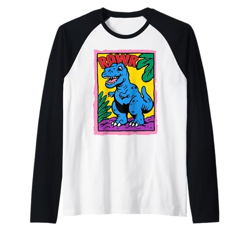 Süßer Dinosaurier T-Rex Rawr lustiges Dino-Geschenk für Kinder Kleinkinder Raglan von Cute Dino Roar