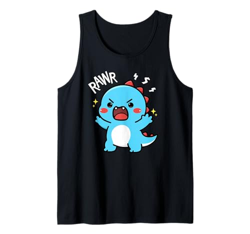 Niedlicher Dinosaurier brüllender Kawaii Dino Rawr Lustige Jungen Teens Kinder Tank Top von Cute Dinosaur Roaring Funny Kawaii Dino Rawr Kids