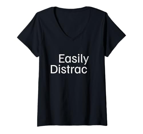 Damen Leicht abgelenkt abgelenkt lustig T-Shirt mit V-Ausschnitt von Cute Distraction ADHD Attention Span