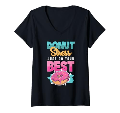 Damen Donut Stress Lustiges Motivation Schule Lehrer Shirt T-Shirt mit V-Ausschnitt Damen Donut Stress Lustiges Motivation Schule Lehrer Shirt T-Shirt mit V-Ausschnitt von Cute Donut Stress Food Humor Teacher Student Gift