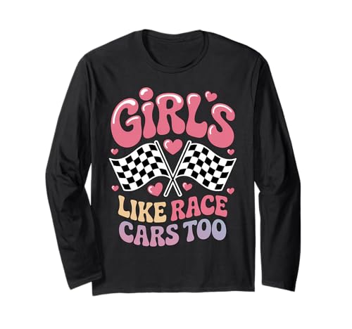Drag-Racing-Mädchen mögen Rennwagen, zu lustige Rennwagen Langarmshirt von Cute Drag Racing Girl Cute Racing Car Designs
