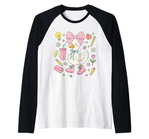 Adrette Gans Outfit Zurück zur Schule niedlich ästhetischer Stil Mädchen Raglan Adrette Gans Outfit Zurück zur Schule niedlich ästhetischer Stil Mädchen Raglan von Cute Duck School Graphic for Girls and Teachers