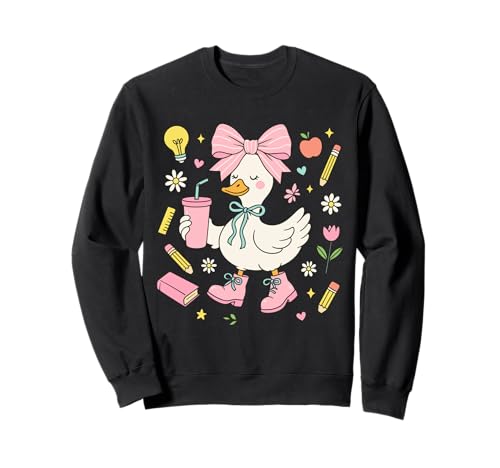 Adrette Gans Outfit Zurück zur Schule niedlich ästhetischer Stil Mädchen Sweatshirt Adrette Gans Outfit Zurück zur Schule niedlich ästhetischer Stil Mädchen Sweatshirt von Cute Duck School Graphic for Girls and Teachers