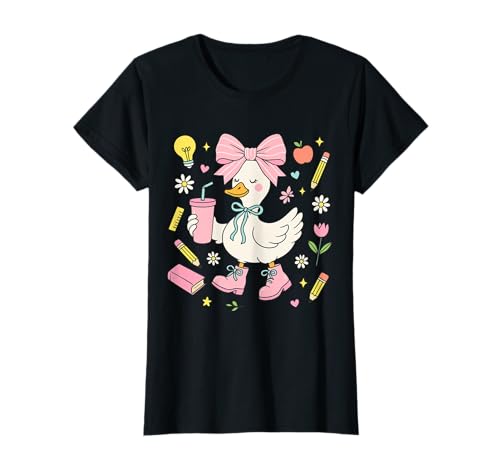 Adrette Gans Outfit Zurück zur Schule niedlich ästhetischer Stil Mädchen T-Shirt Adrette Gans Outfit Zurück zur Schule niedlich ästhetischer Stil Mädchen T-Shirt von Cute Duck School Graphic for Girls and Teachers
