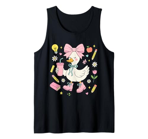 Adrette Gans Outfit Zurück zur Schule niedlich ästhetischer Stil Mädchen Tank Top Adrette Gans Outfit Zurück zur Schule niedlich ästhetischer Stil Mädchen Tank Top von Cute Duck School Graphic for Girls and Teachers