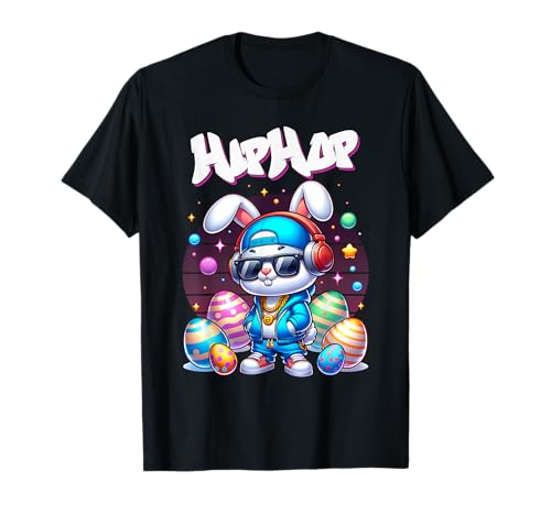 Hase Rabbit Hip Hop Rapper, süße Ostergrafik für Mädchen T-Shirt von Cute Easter Egg Hunt Outfits Girl Boy Kids
